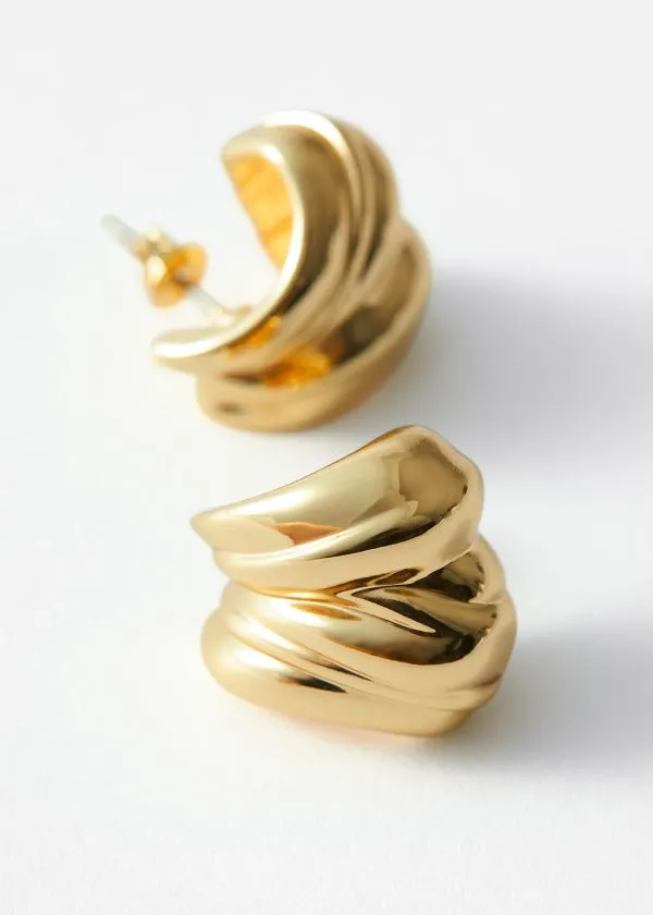 Women Earrings and Other Stories Chunky Sculptural Hoops Gold