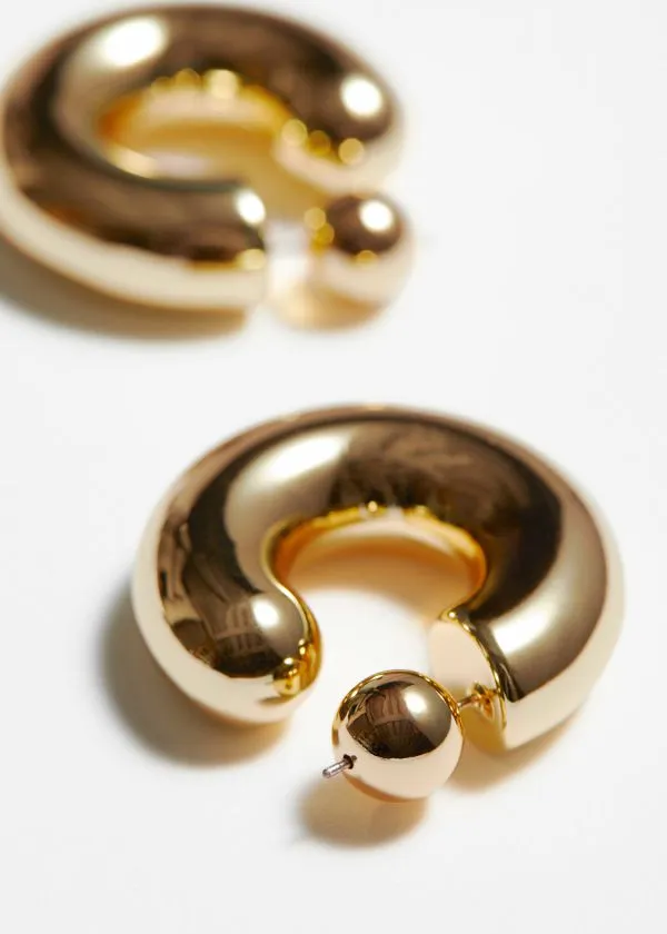 Women Earrings and Other Stories Medium Chunky Hoops Gold