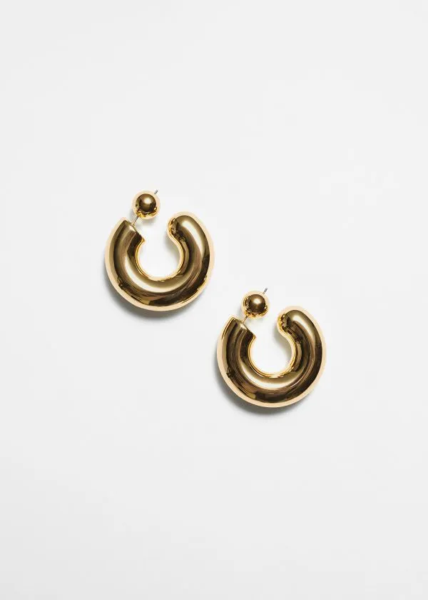 Women Earrings and Other Stories Medium Chunky Hoops Gold