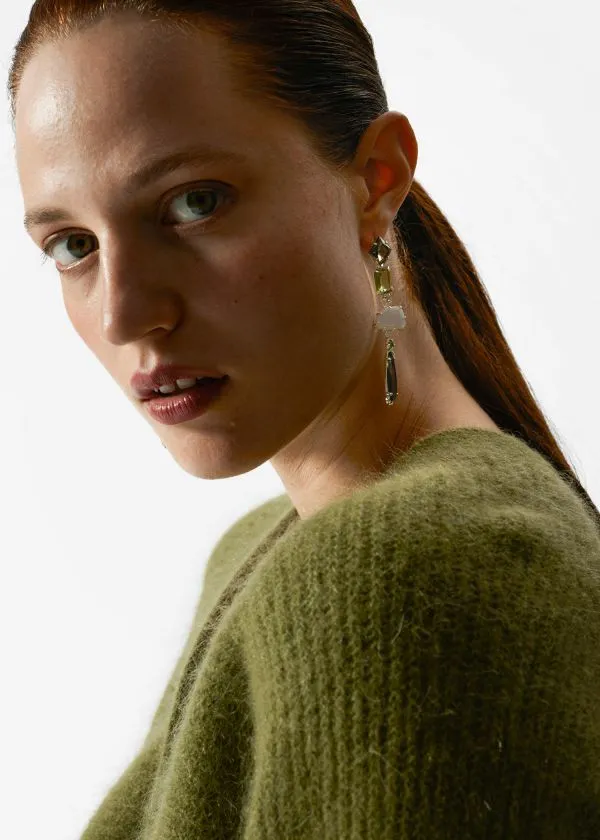 Women Earrings and Other Stories Rainbow Rhinestone Hanging Earrings Silver