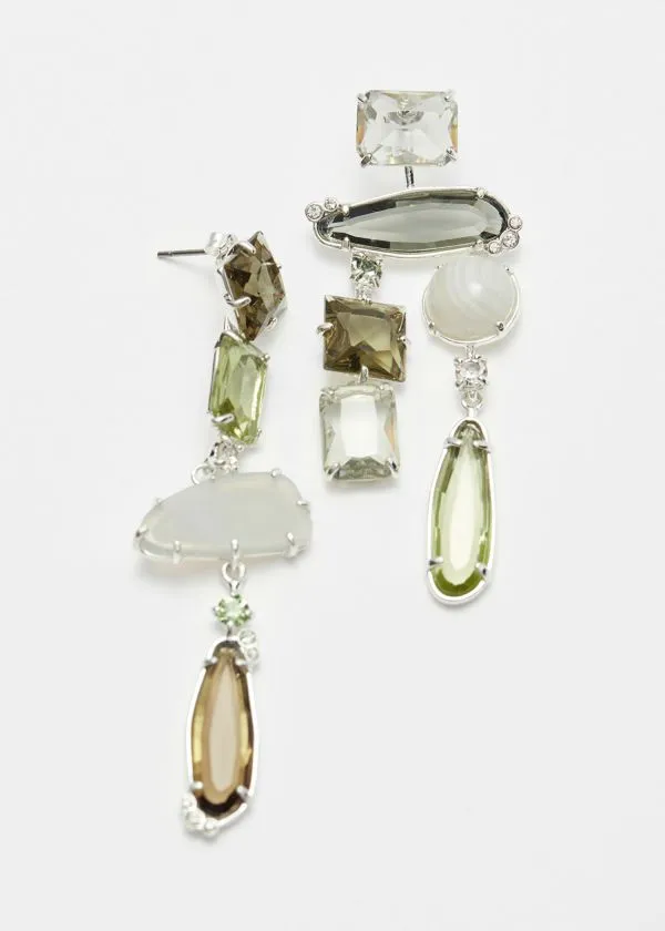 Women Earrings and Other Stories Rainbow Rhinestone Hanging Earrings Silver