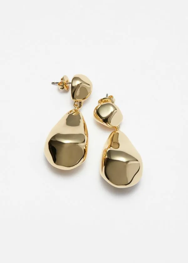 Women Earrings and Other Stories Sculpted Pebbles Drop Earrings Gold