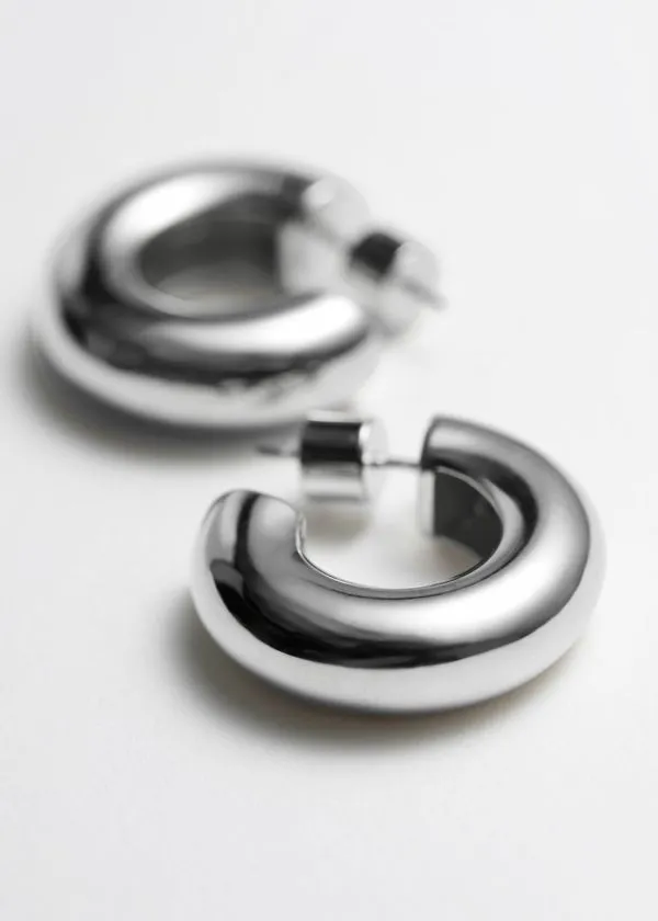 Women Earrings and Other Stories Sleek Hoop Earrings Silver