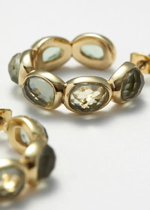 Women Earrings and Other Stories Vibrant Crystal Hoops Gold