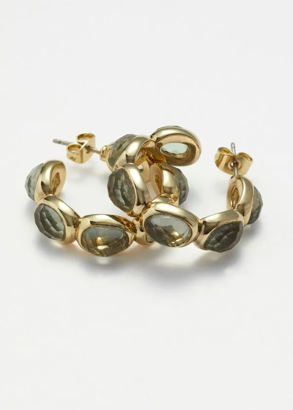 Women Earrings and Other Stories Vibrant Crystal Hoops Gold