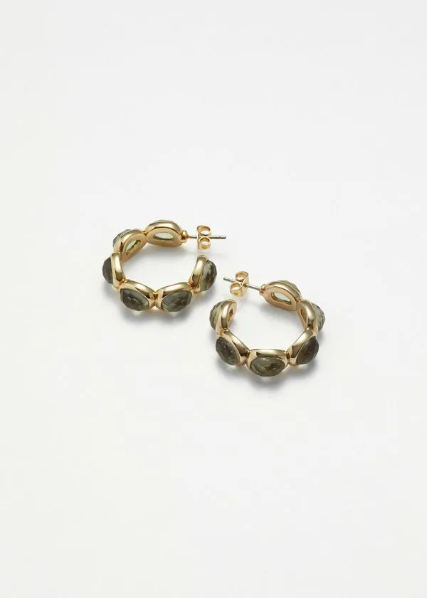 Women Earrings and Other Stories Vibrant Crystal Hoops Gold