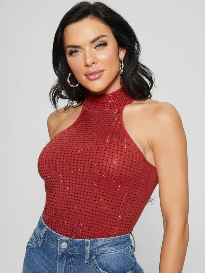 Women Eco Celeste Mirror Sweater Top Chili Red Sweaters and Knits GUESS