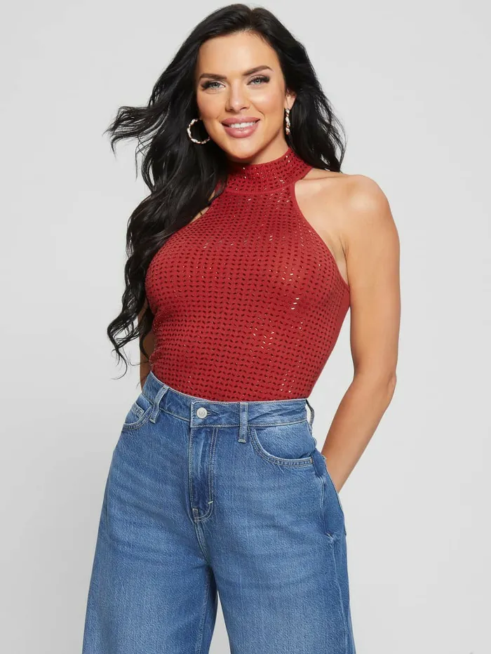 Women Eco Celeste Mirror Sweater Top Chili Red Sweaters and Knits GUESS Women Eco Celeste Mirror Sweater Top Chili Red Sweaters and Knits GUESS