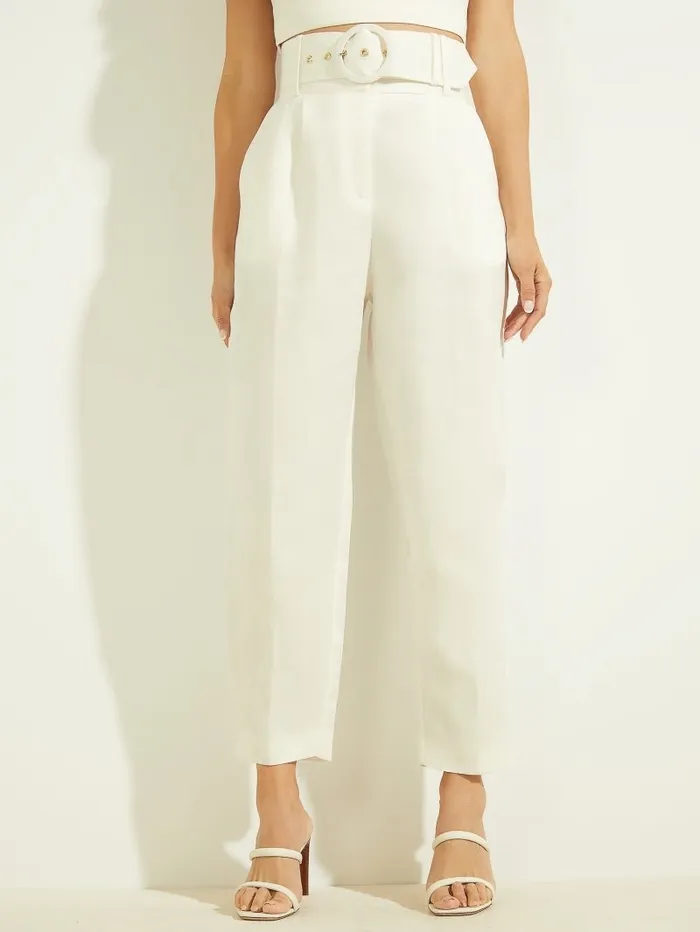 Women Eco Hailey Pant Pale Pearl Bottoms GUESS