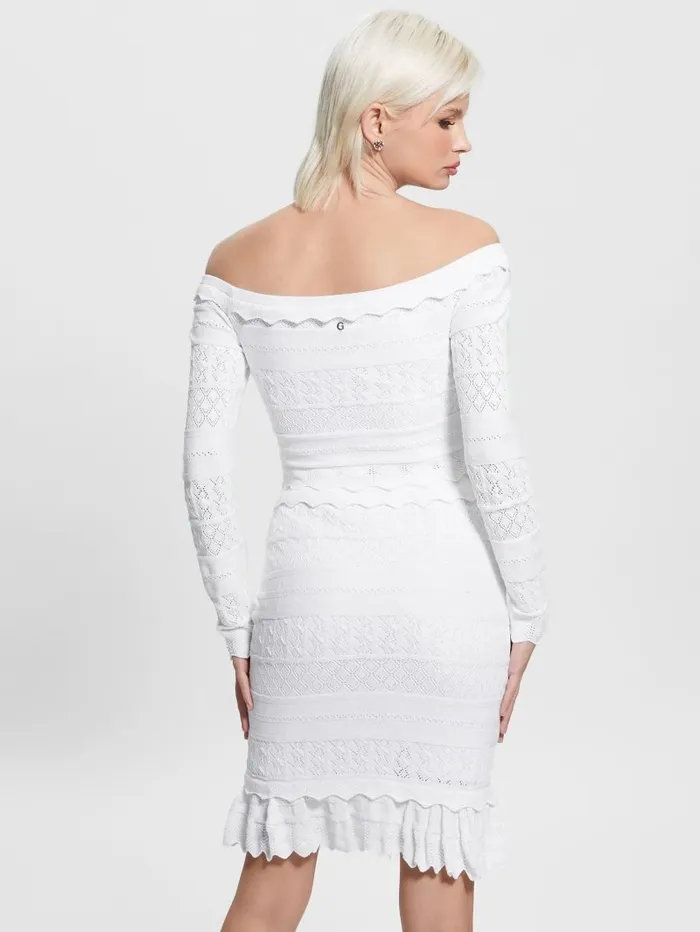 Women Eco Pointelle Deeta Sweater Top Pure White Sweaters and Knits GUESS