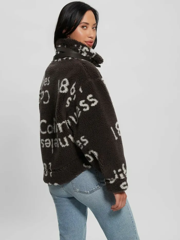 Women Eco Raquel Reversible Biker Jacket Brown And Cream Logo Jackets and Coats GUESS Women Eco Raquel Reversible Biker Jacket Brown And Cream Logo Jackets and Coats GUESS