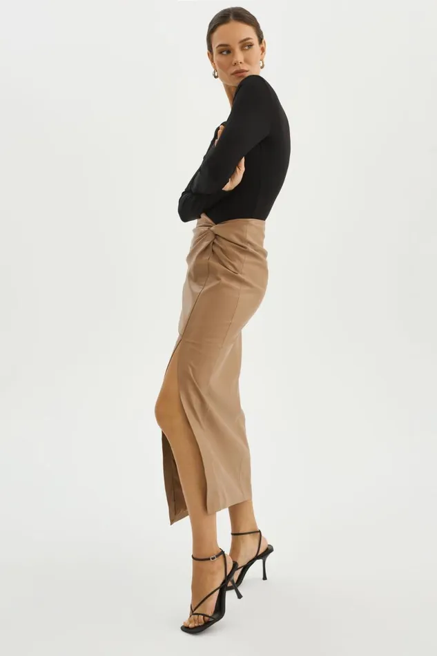 Women EILEEN Faux Leather Maxi Skirt Mocha LAMARQUE Skirts Women EILEEN Faux Leather Maxi Skirt Mocha LAMARQUE Skirts