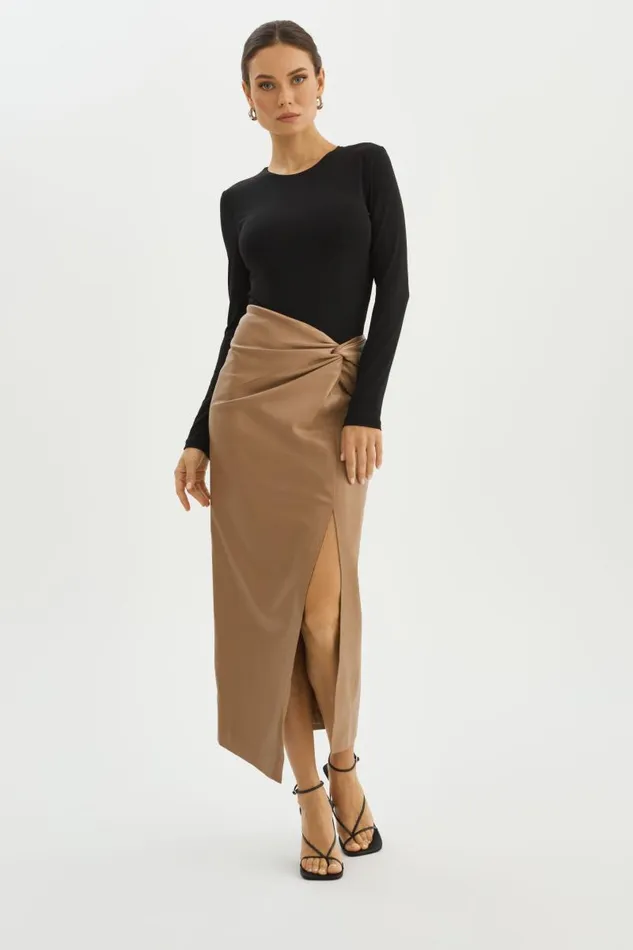Women EILEEN Faux Leather Maxi Skirt Mocha LAMARQUE Skirts Women EILEEN Faux Leather Maxi Skirt Mocha LAMARQUE Skirts