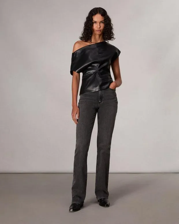 Women Eleanor Faux Leather Top Black Shirts and Tops rag and bone