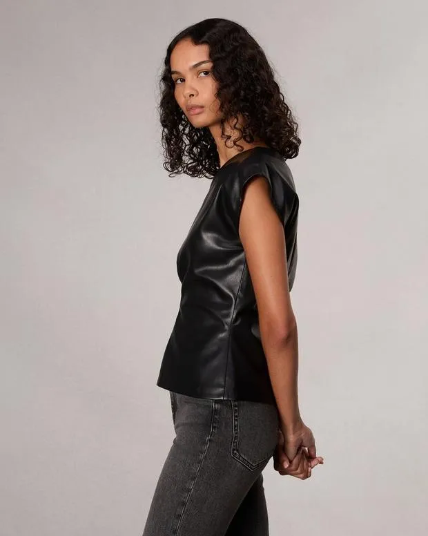 Women Eleanor Faux Leather Top Black Shirts and Tops rag and bone