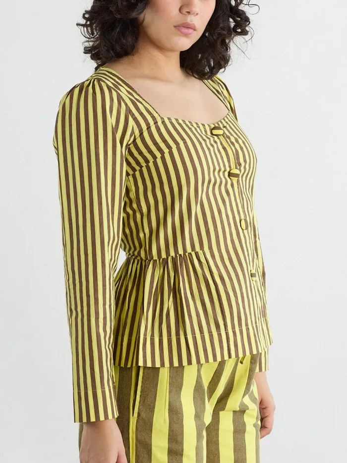 Women Eloise Stripe Blouse Yellow Choc Stripe Lisa Says Gah Tops