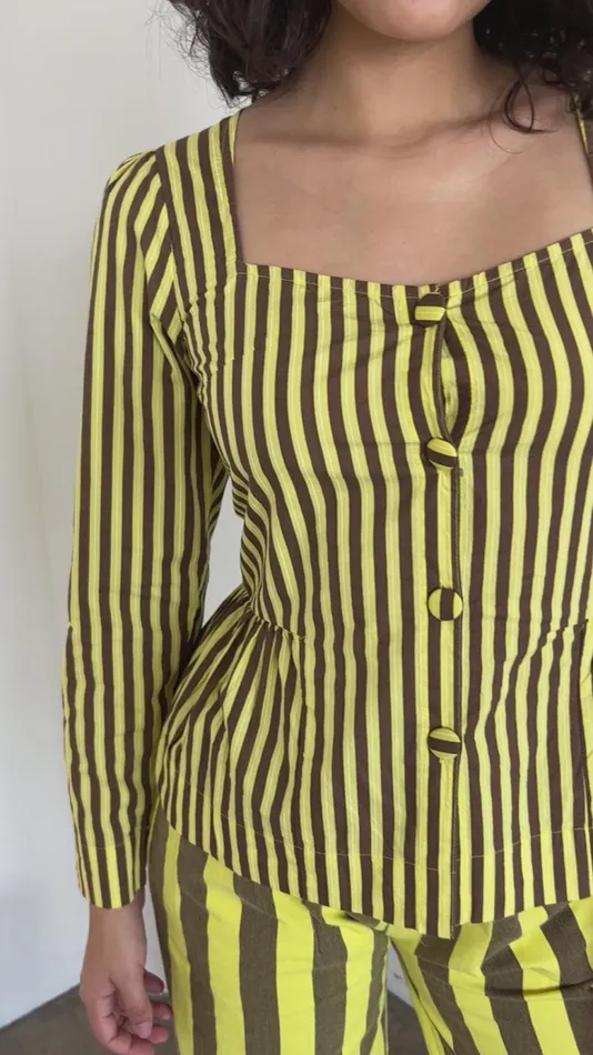 Women Eloise Stripe Blouse Yellow Choc Stripe Lisa Says Gah Tops