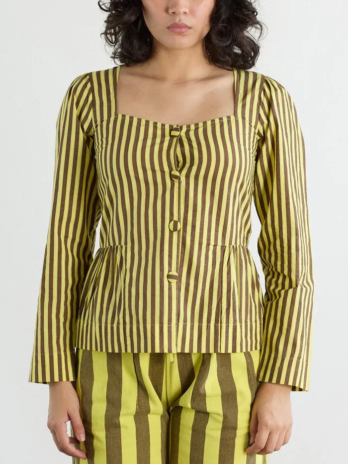 Women Eloise Stripe Blouse Yellow Choc Stripe Lisa Says Gah Tops