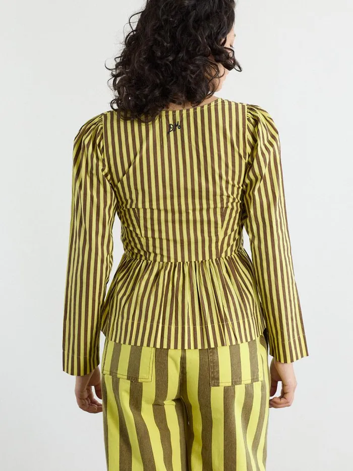 Women Eloise Stripe Blouse Yellow Choc Stripe Lisa Says Gah Tops