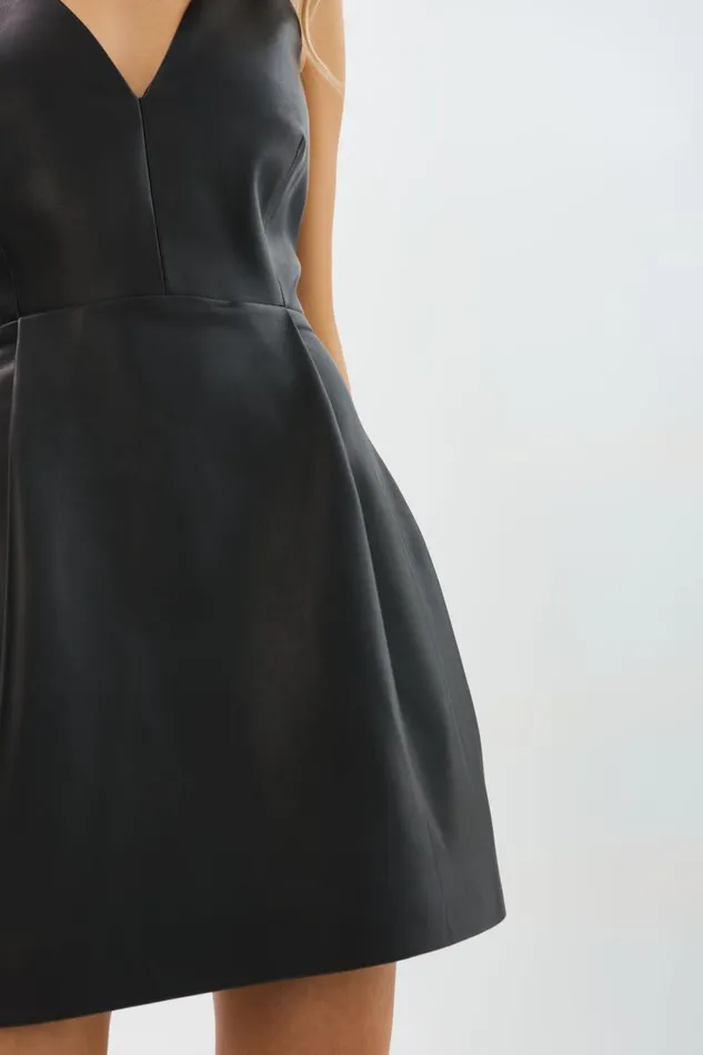 Women EMELA Leather Dress Black LAMARQUE Dresses Women EMELA Leather Dress Black LAMARQUE Dresses