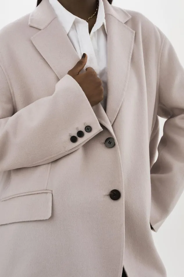 Women ENNIS Oversized Wool Blazer Feather Grey LAMARQUE Wool
