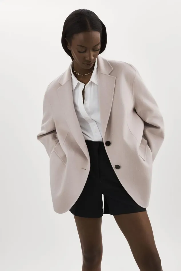 Women ENNIS Oversized Wool Blazer Feather Grey LAMARQUE Wool