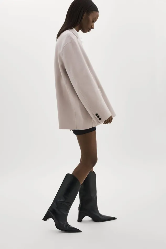 Women ENNIS Oversized Wool Blazer Feather Grey LAMARQUE Wool