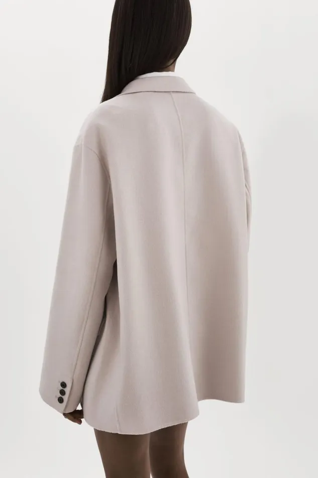 Women ENNIS Oversized Wool Blazer Feather Grey LAMARQUE Wool