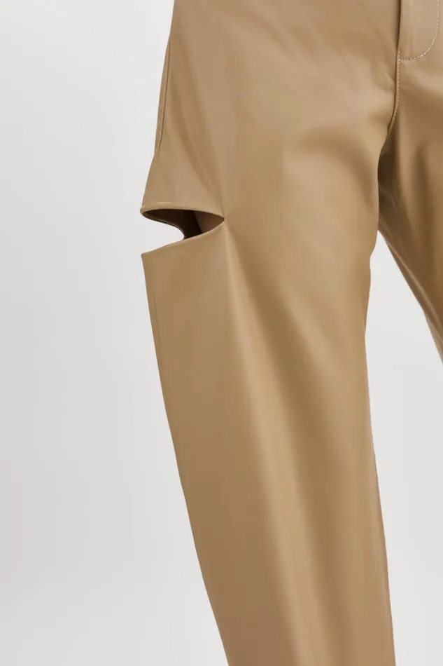 Women FALEEN Faux Leather Loose Pants Wheat LAMARQUE Pants and Shorts Women FALEEN Faux Leather Loose Pants Wheat LAMARQUE Pants and Shorts