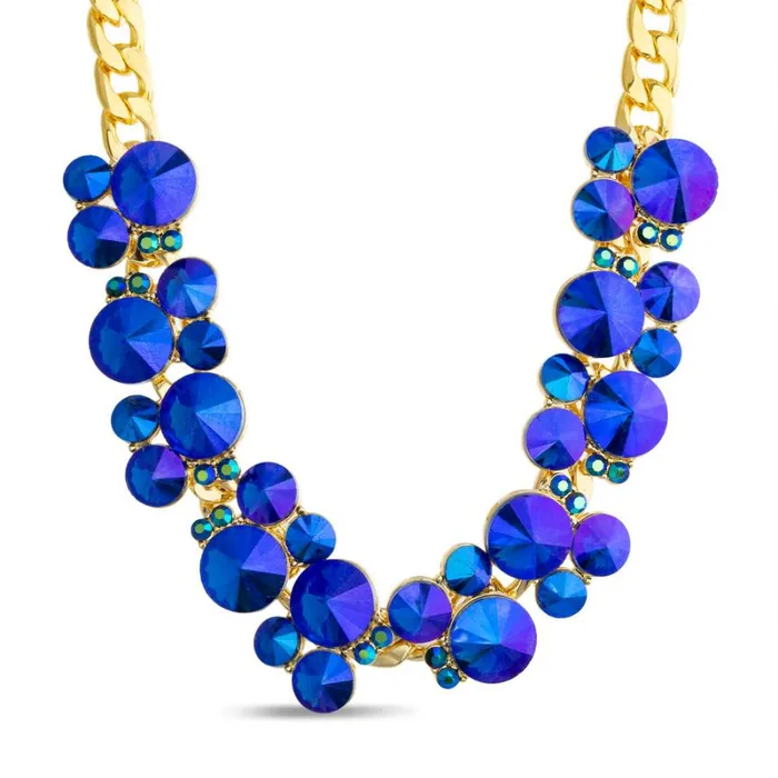 Women Fashion Jewelry Badgley Mischka Blue Ab Circle Cluster Necklace