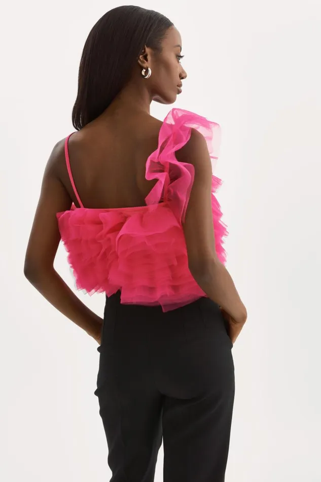 Women FELETA Ruffle Tulle Top Lilac Rose LAMARQUE Tops
