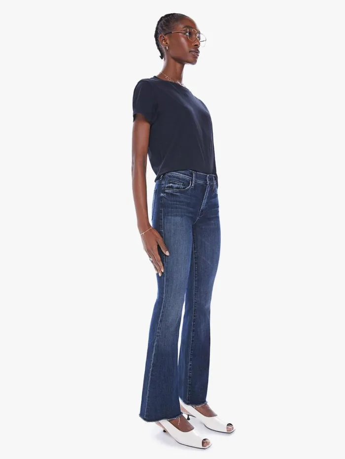 Women Flare Mother Denim The Weekender Fray Wash Mint Condition