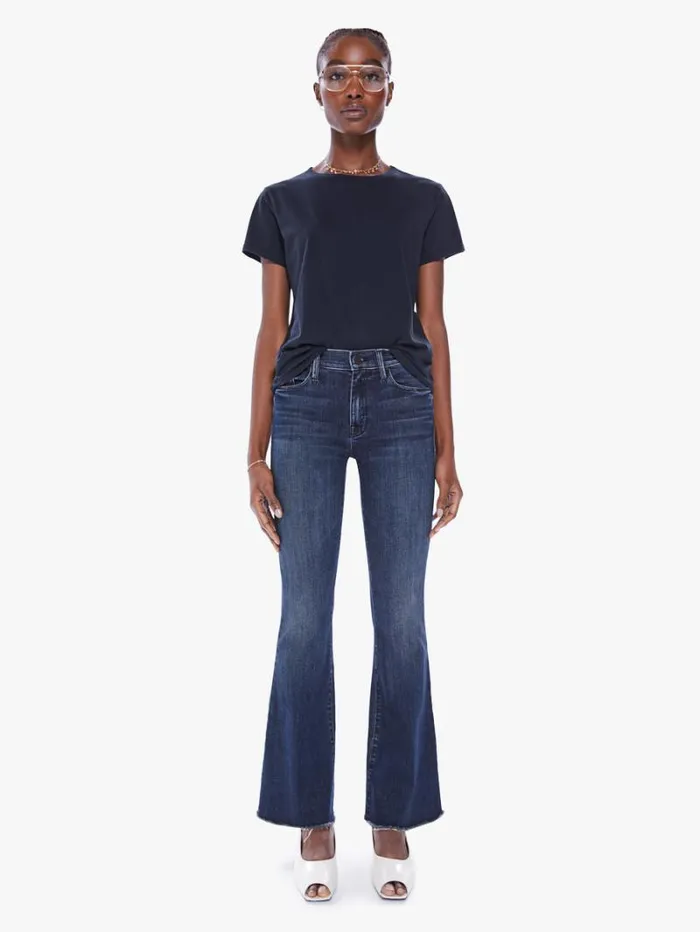 Women Flare Mother Denim The Weekender Fray Wash Mint Condition