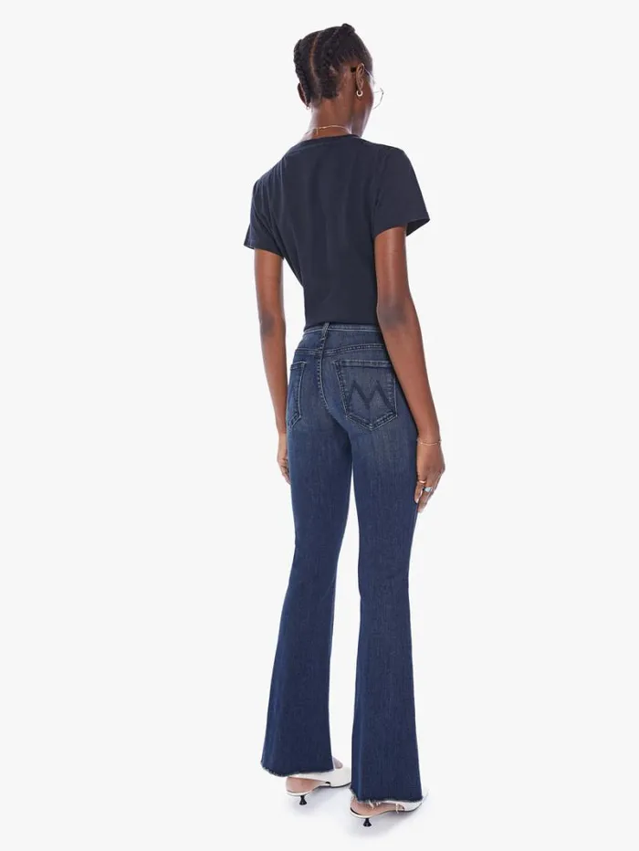Women Flare Mother Denim The Weekender Fray Wash Mint Condition