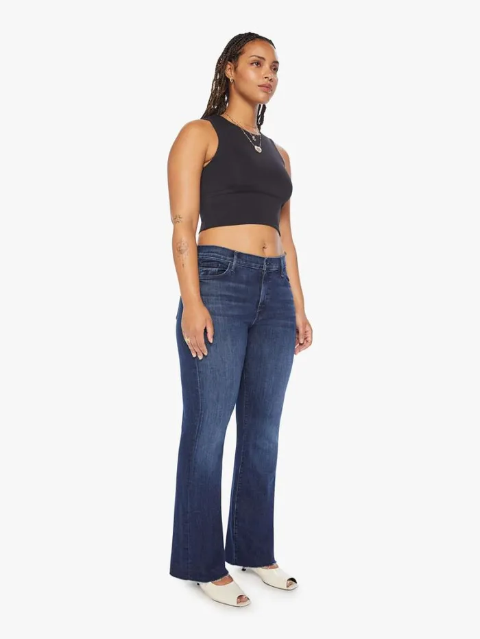 Women Flare Mother Denim The Weekender Fray Wash Mint Condition