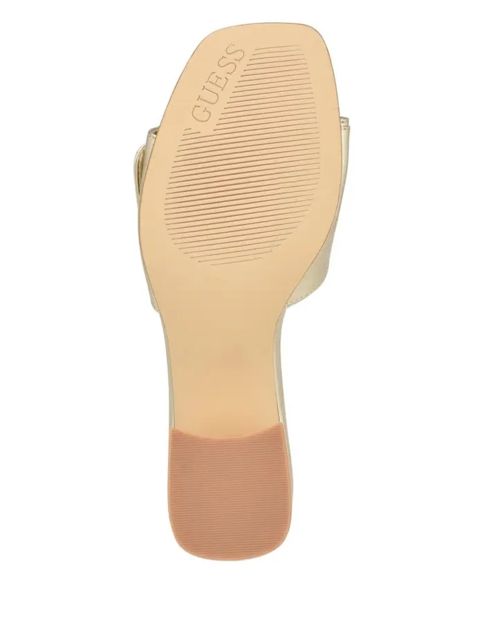 Women Gallai Block Heel Mules Gold Sandals GUESS Women Gallai Block Heel Mules Gold Sandals GUESS