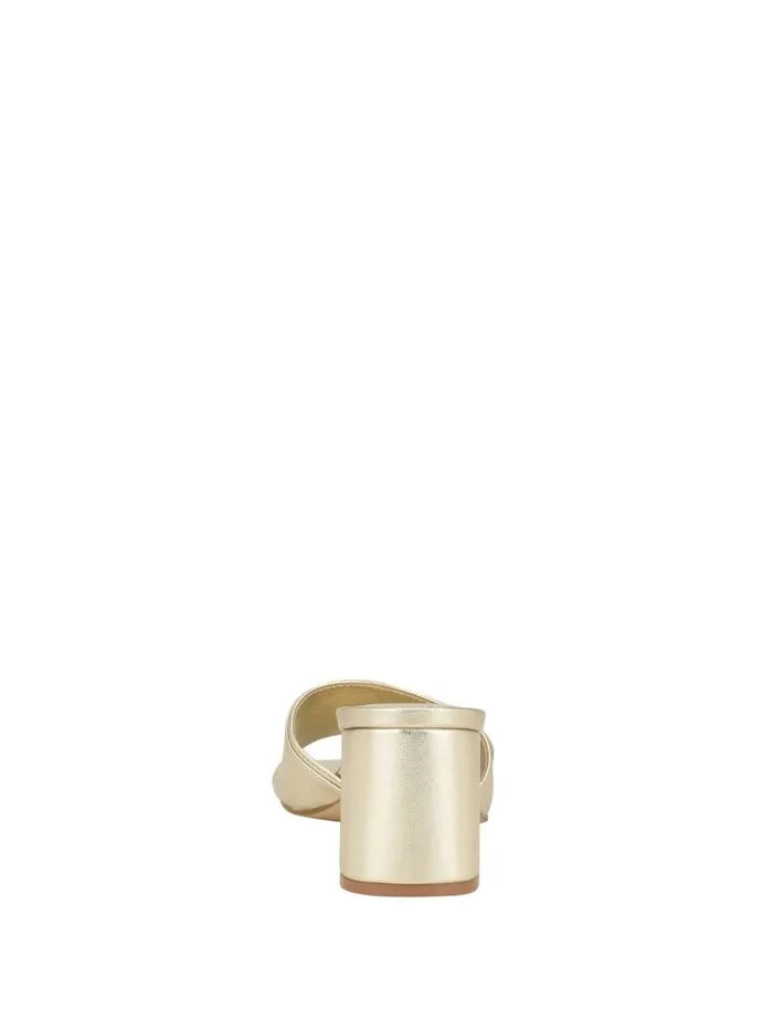 Women Gallai Block Heel Mules Gold Sandals GUESS Women Gallai Block Heel Mules Gold Sandals GUESS