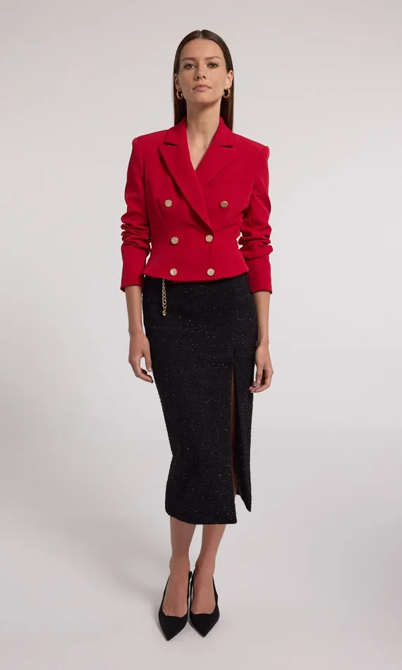 Women Generation Love Clothing Blazers and Jackets Aytul Crepe Blazer Ruby