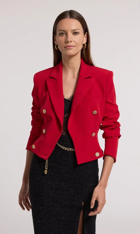 Women Generation Love Clothing Blazers and Jackets Aytul Crepe Blazer Ruby