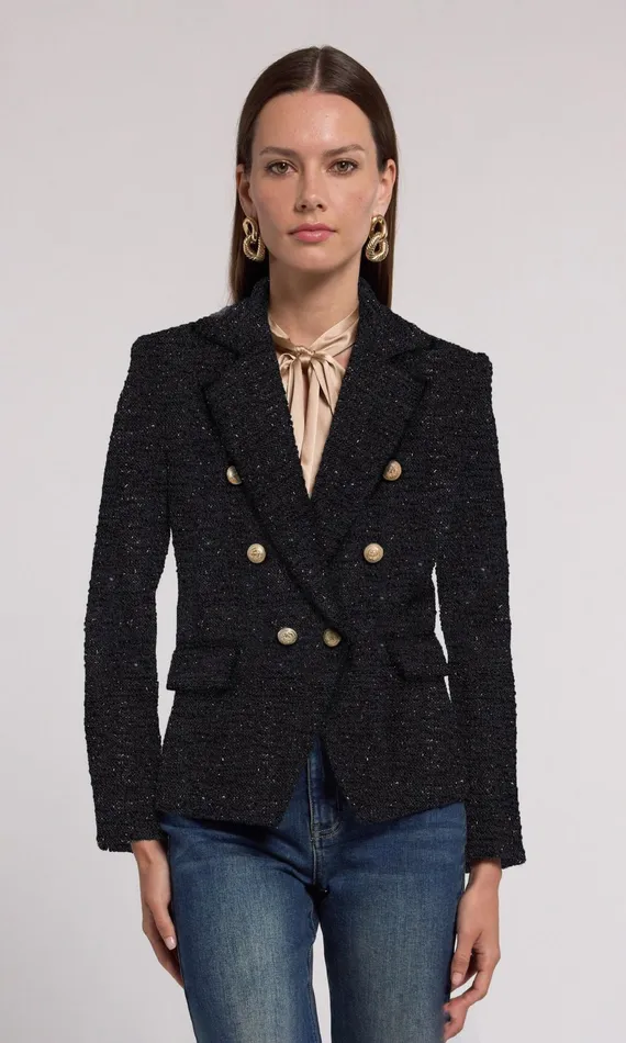 Women Generation Love Clothing Blazers and Jackets Eliza Tweed Blazer Blacksilver Women Generation Love Clothing Blazers and Jackets Eliza Tweed Blazer Blacksilver