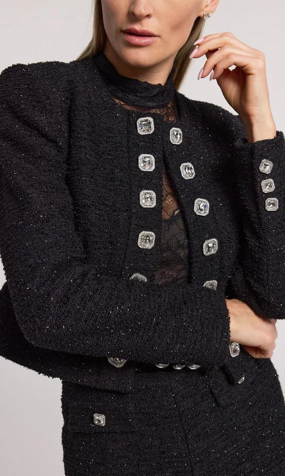 Women Generation Love Clothing Blazers and Jackets Kaiden Tweed Jacket Black