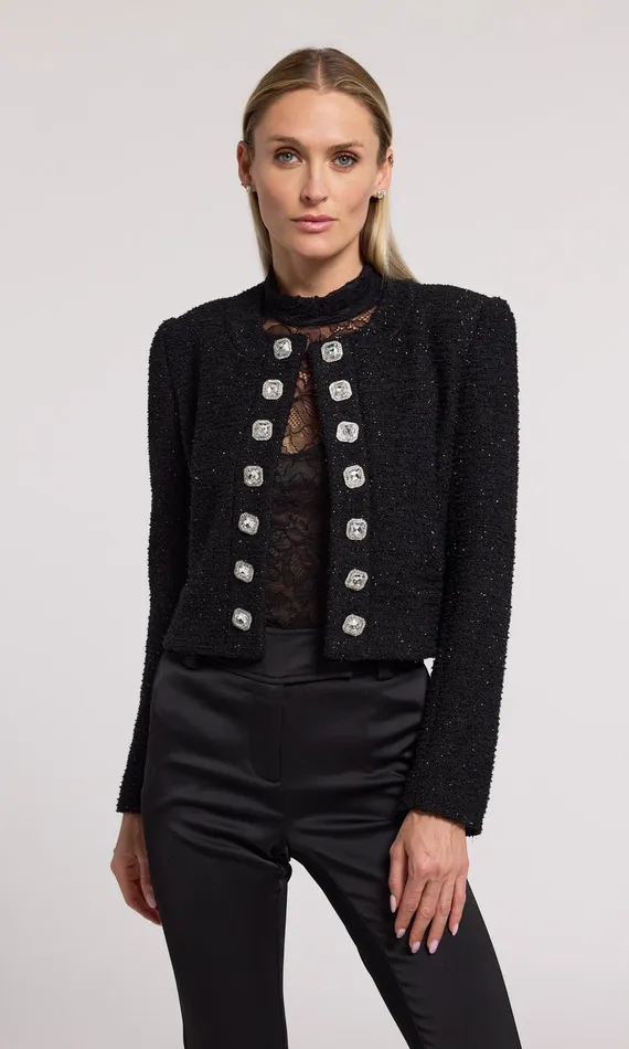 Women Generation Love Clothing Blazers and Jackets Kaiden Tweed Jacket Black