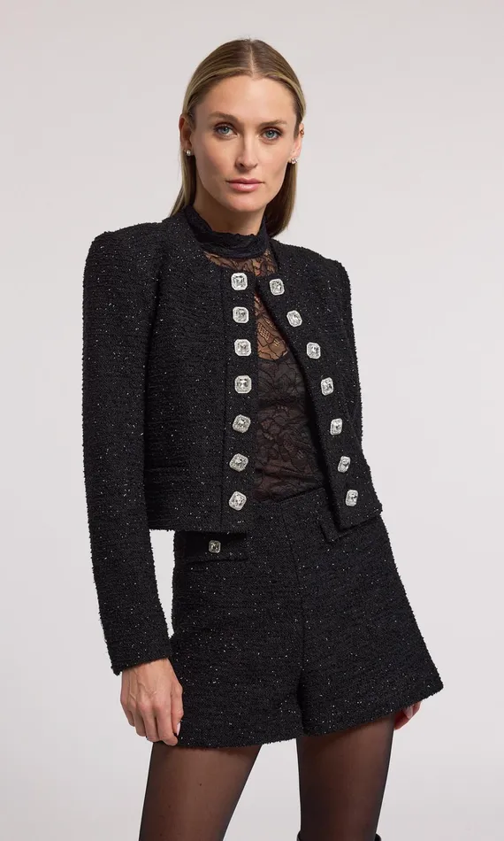 Women Generation Love Clothing Blazers and Jackets Kaiden Tweed Jacket Black