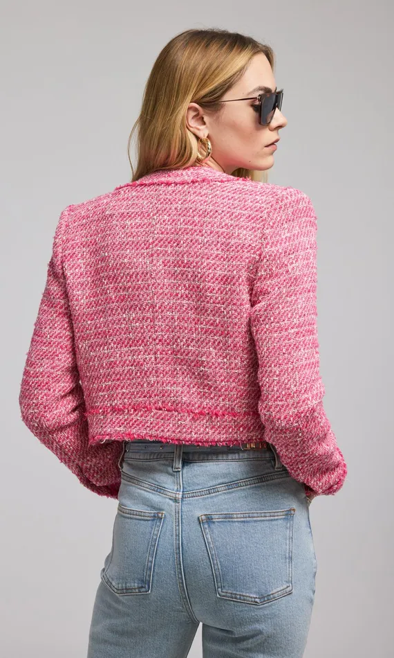 Women Generation Love Clothing Blazers and Jackets Karson Tweed Blazer Hot Pinkwhite