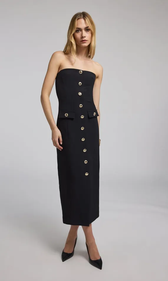 Women Generation Love Clothing Dresses Misha Crepe Midi Dress Black