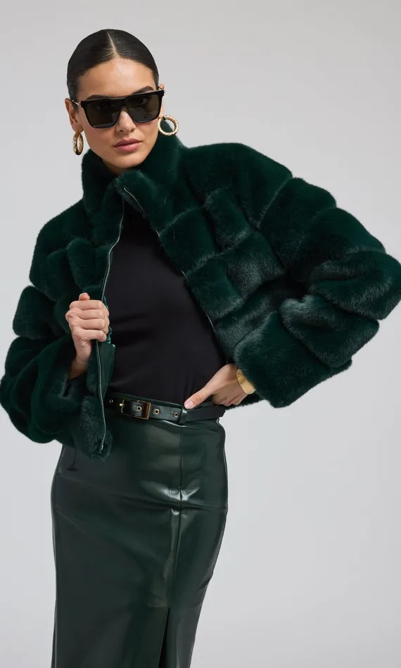 Women Generation Love Clothing Outerwear Tala Faux Fur Bomber Forest