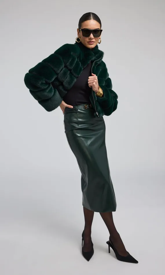 Women Generation Love Clothing Outerwear Tala Faux Fur Bomber Forest