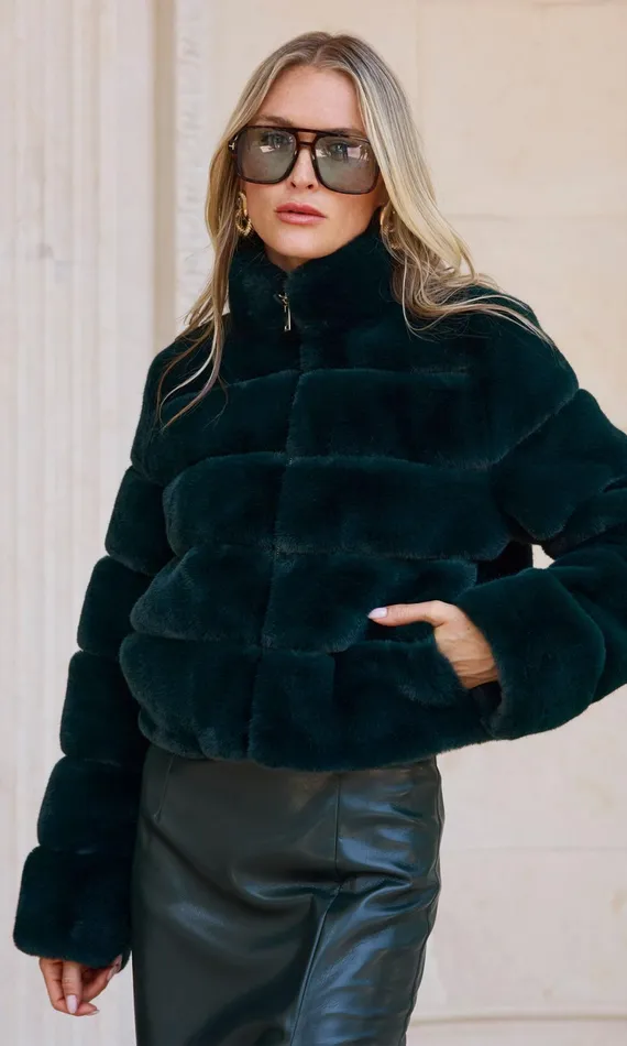 Women Generation Love Clothing Outerwear Tala Faux Fur Bomber Forest