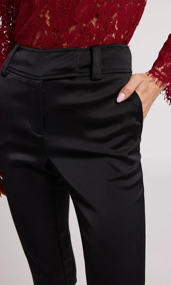 Women Generation Love Clothing Pants Alexandra Satin Pants Black
