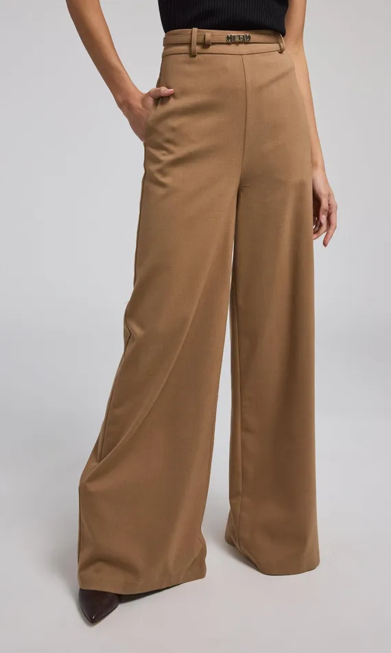 Women Generation Love Clothing Pants JOHANNA SUITING TURNLOCK BELTED PANTS Camel